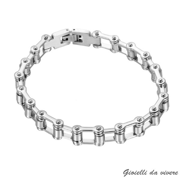 ACCIAIO CATENA BRACCIALE MOTO BICI INOX BRACCIALETTO REGALO UOMO DONNA cp